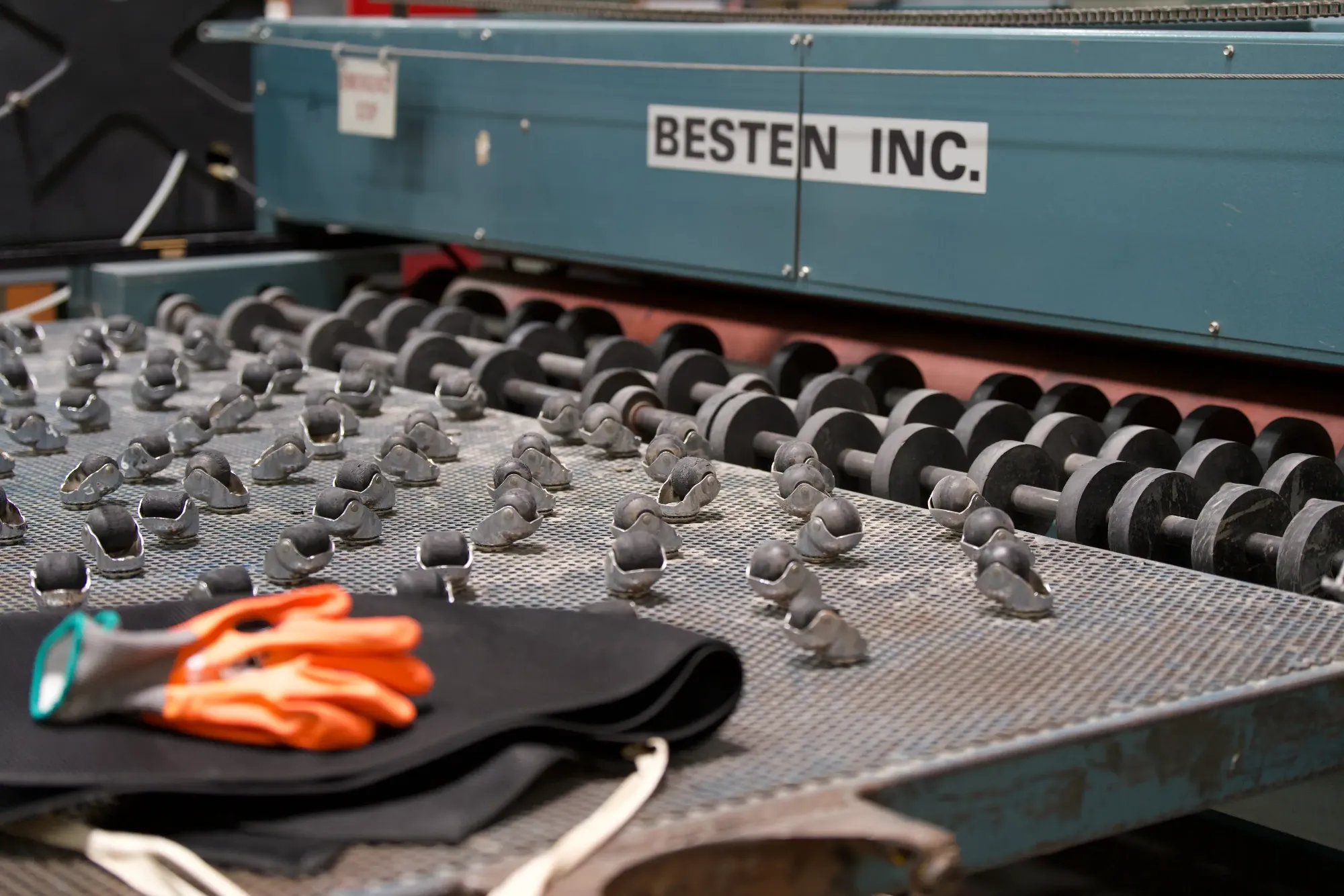 Shop equipment and gloves on the production line