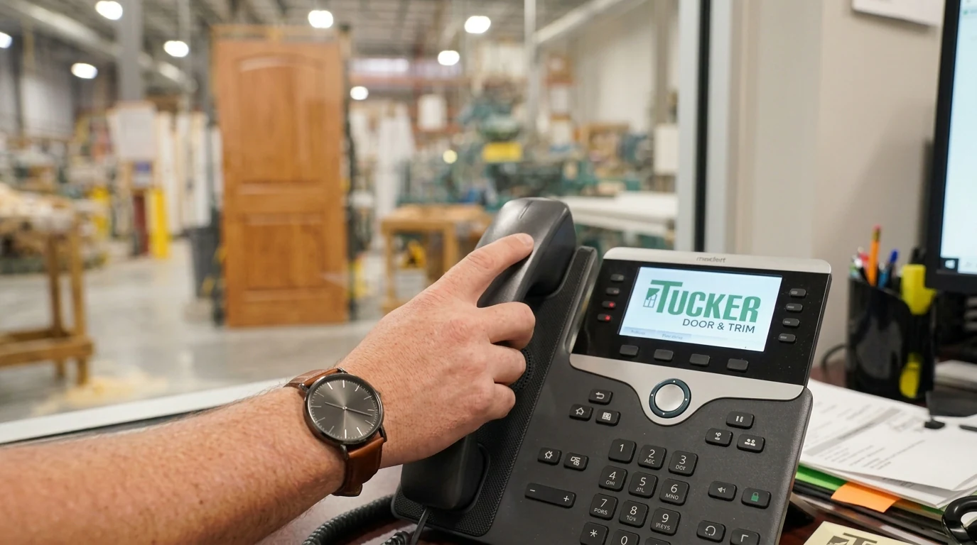 A Tucker customer service rep answering the phone at the Monroe plant