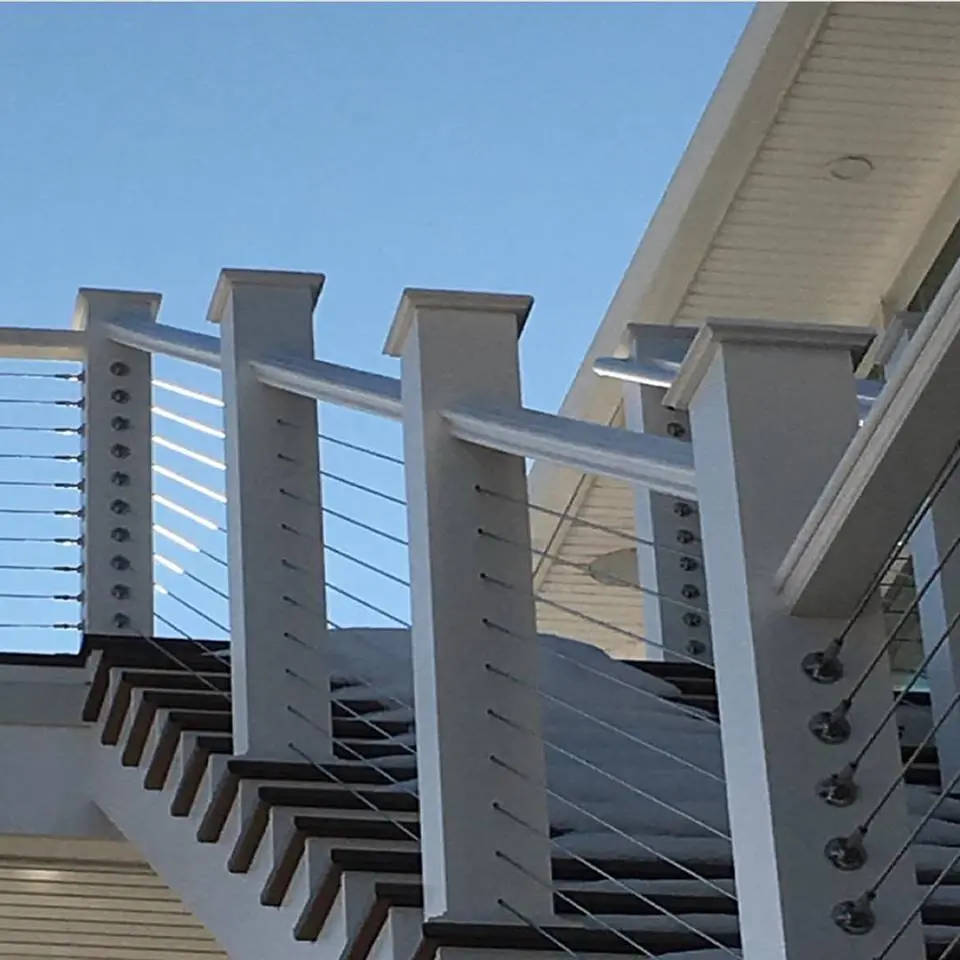 Intex Hampton rail with cable infill on a waterfront deck