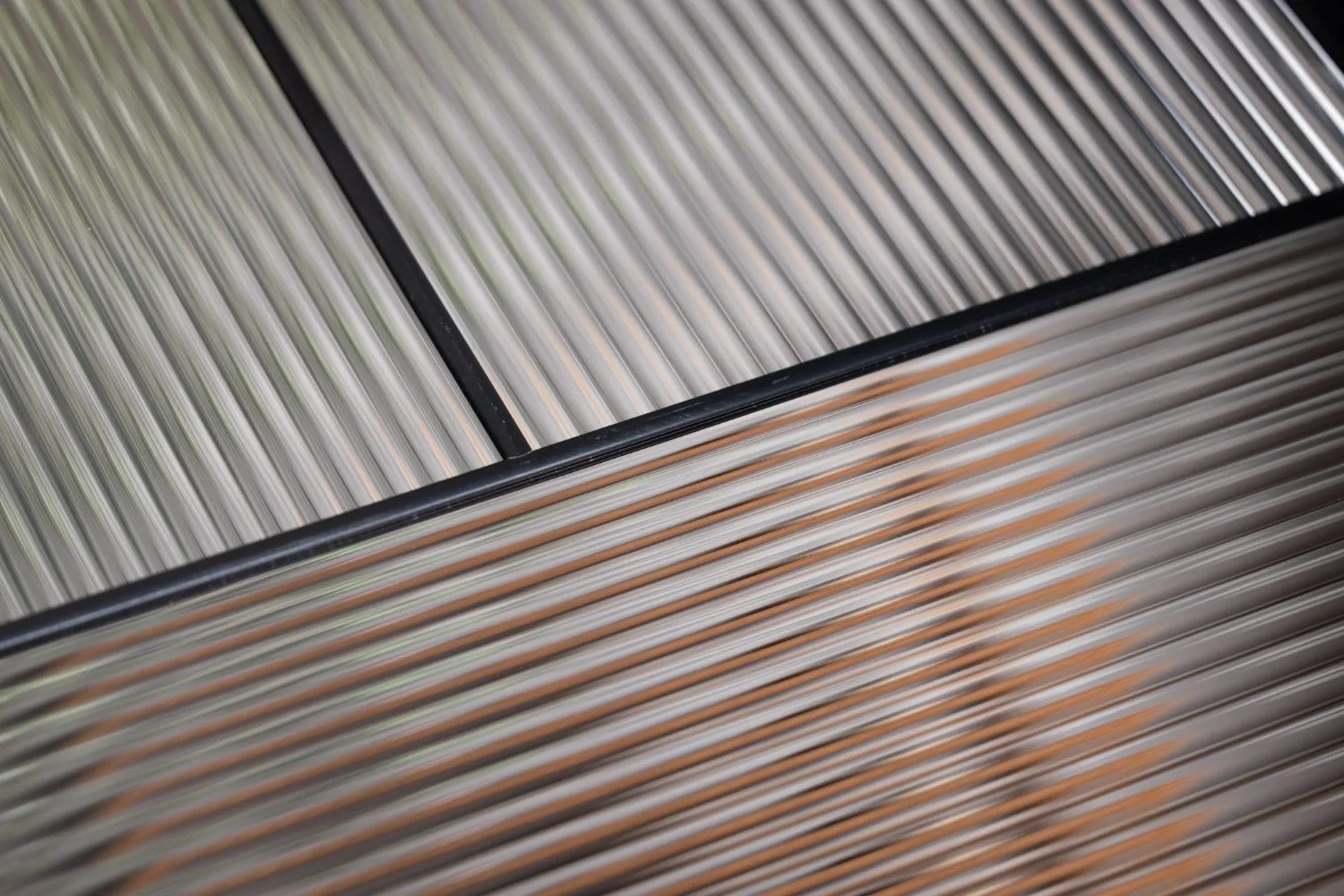Close-up of ODL Rill glass, showing fine vertical fluting across two lites