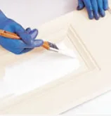 Exterior grade paint brushed onto a smooth door panel