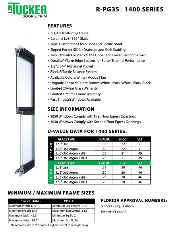Cover of Tucker 1400 Series Single Hung