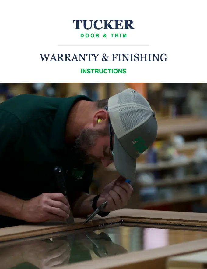 Warranties and finishing instructions cover