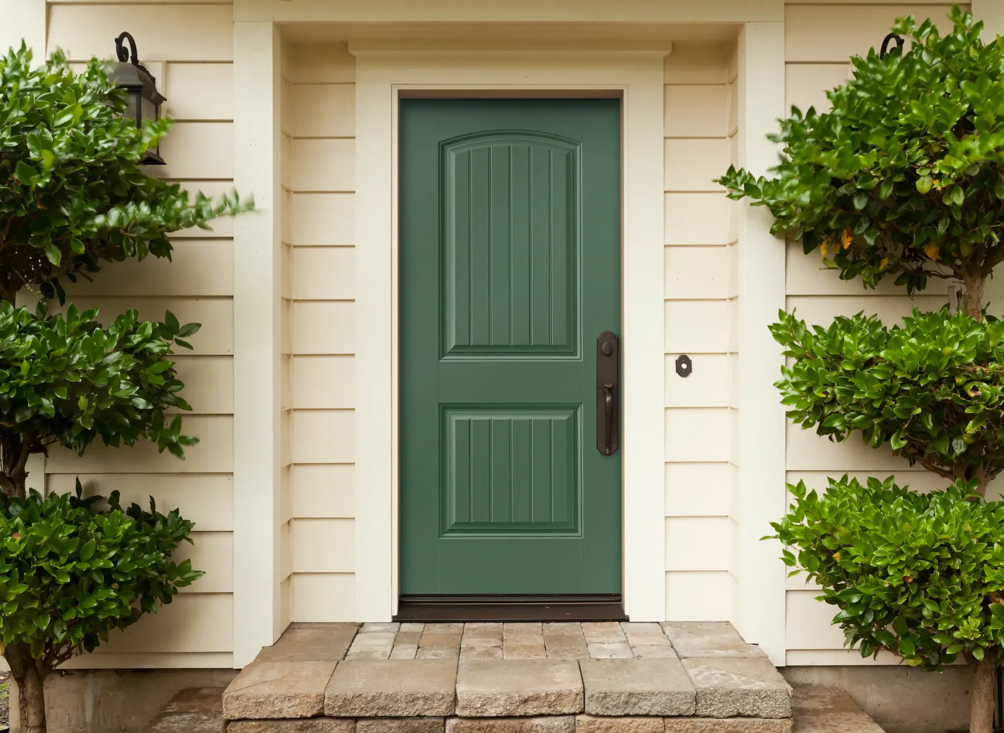 Masonite entry door in kale green