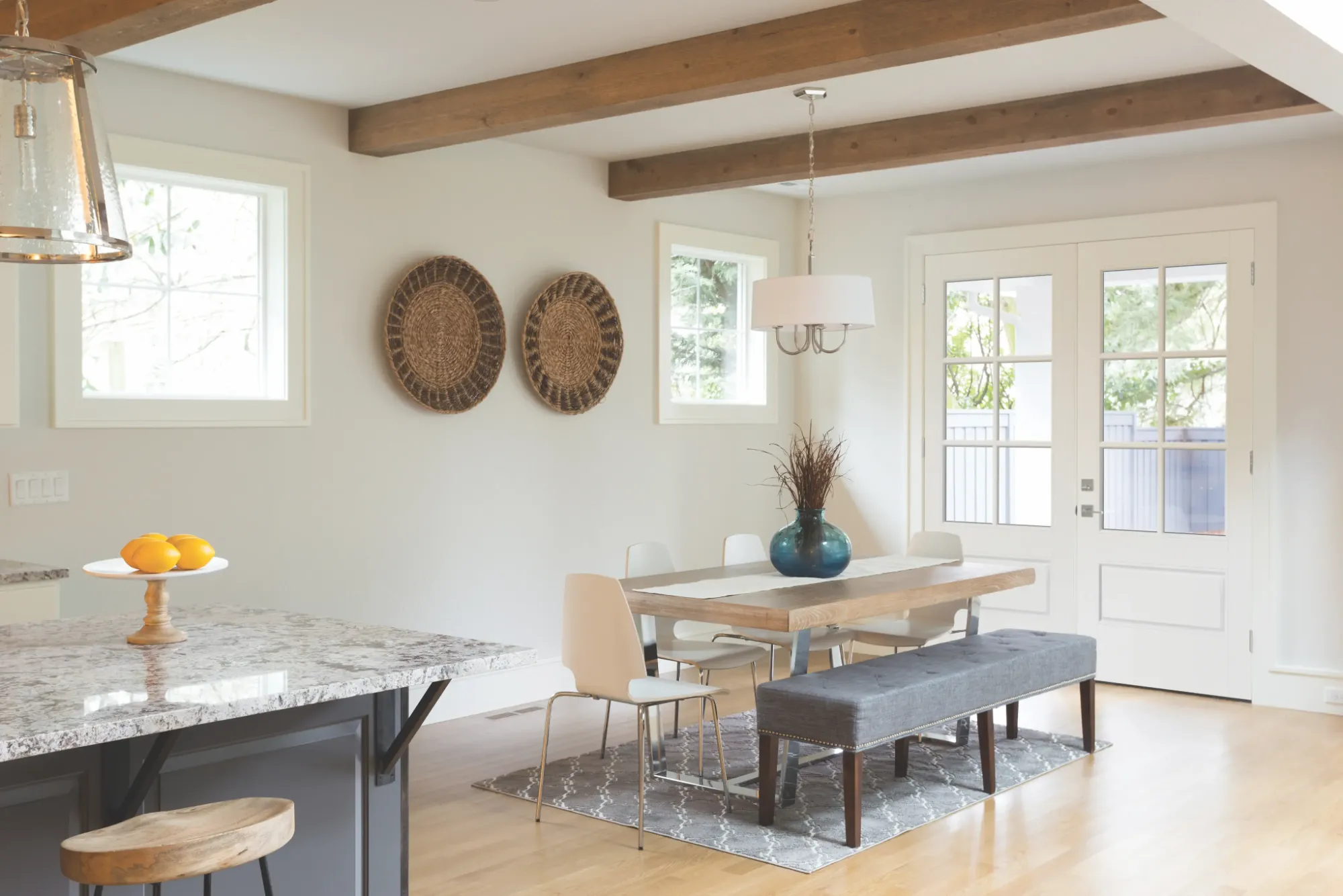 Masonite french doors off a dining room