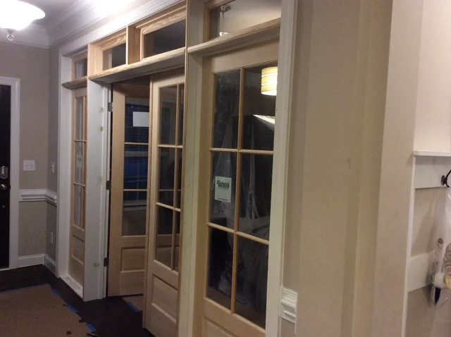 The same interior SDL opening in unfinished wood before paint
