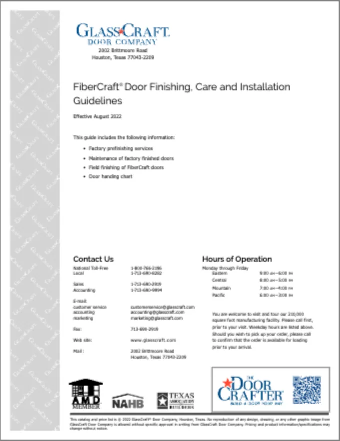Cover of GlassCraft FiberCraft Finishing, Care, & Installation Instructions
